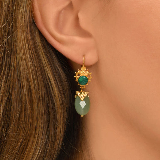 Positano aventurine and cabochon  earrings