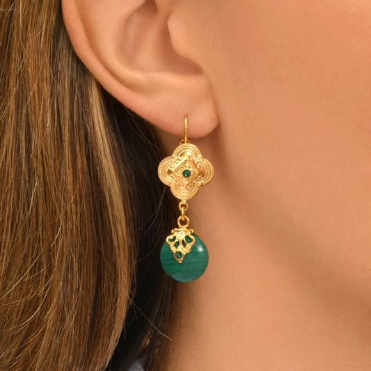 Positano malachite and crystal earrings